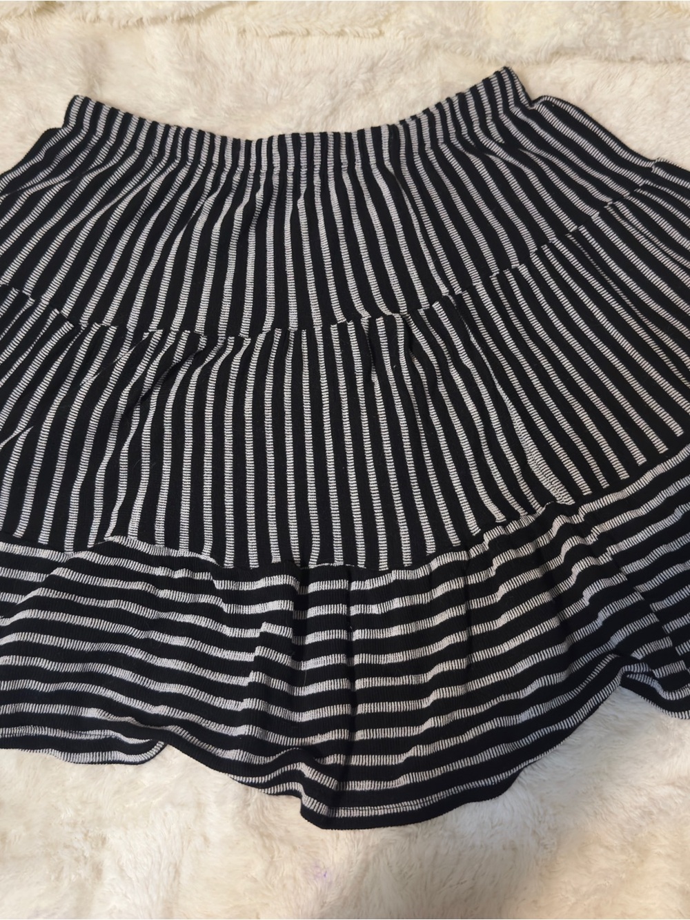 Black and White Striped Tiered Women's Skirt